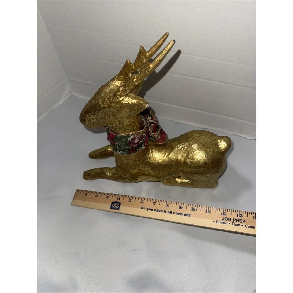 Christmas Holiday Collection Gold‎ Paper Mache Kneeling Deer